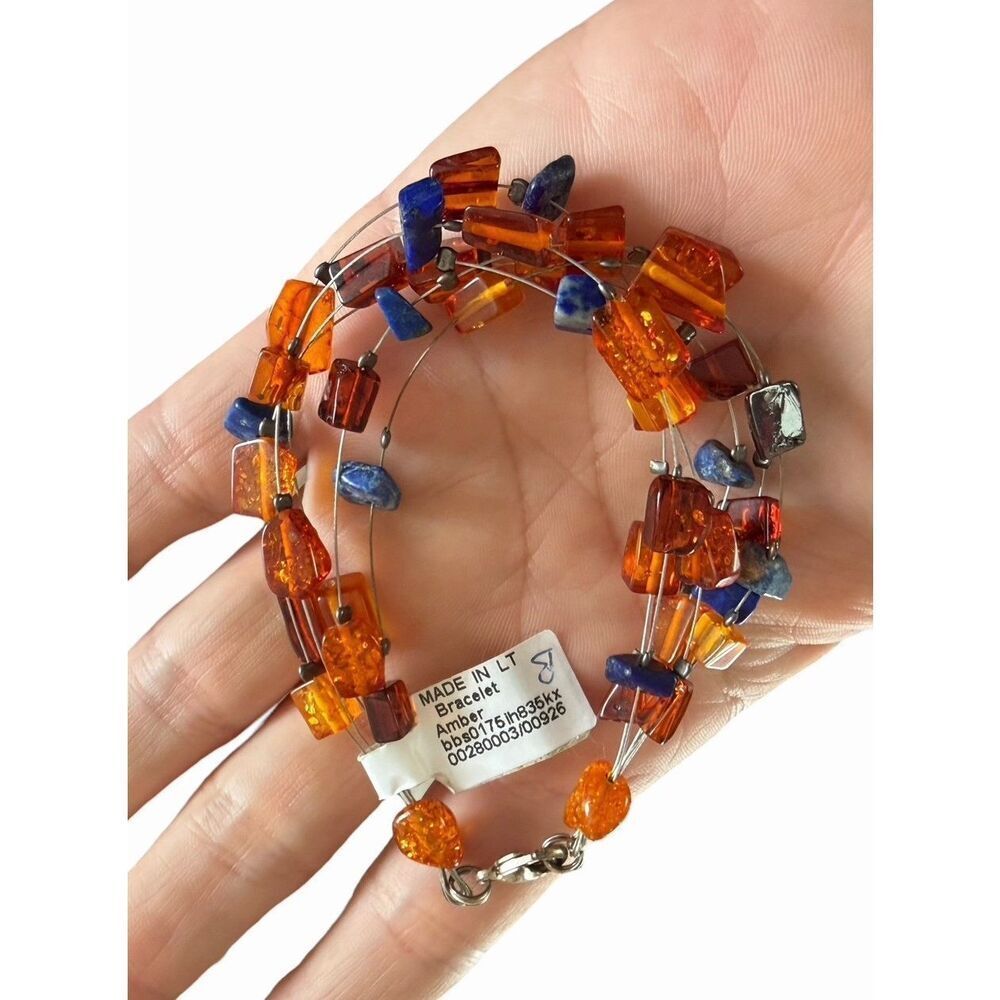 Vintage Floating Baltic amber Bracelet Made In Lithuania New With Tag